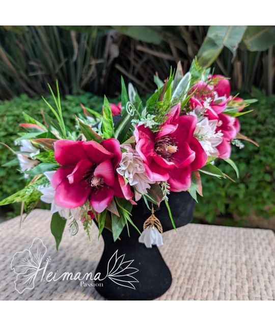 Couronne fleurie pourpre et blanc