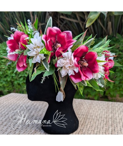 Couronne fleurie pourpre et blanc