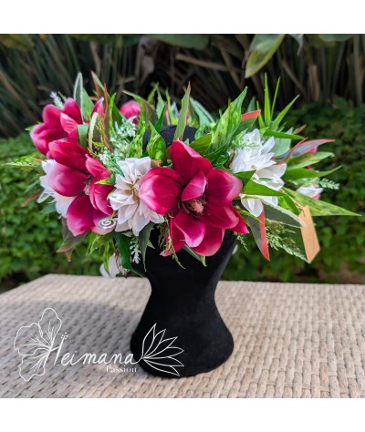 Couronne fleurie pourpre et blanc
