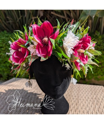 Couronne fleurie pourpre et blanc