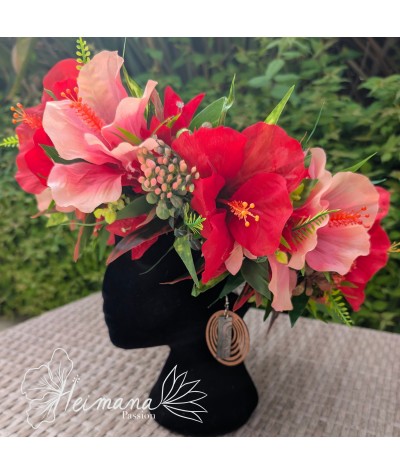 Couronne hibiscus rouge et rose