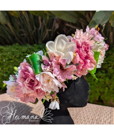 Couronne rose parme pastel et blanc