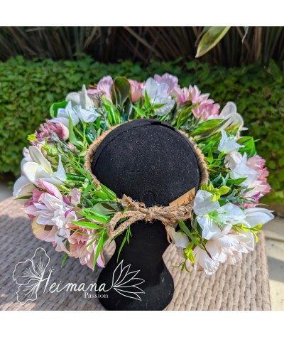 Couronne rose parme pastel et blanc