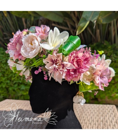 Couronne rose parme pastel et blanc