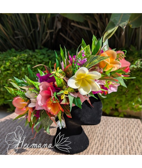 Couronne fleurie feuillue multicolore (à fabriquer)