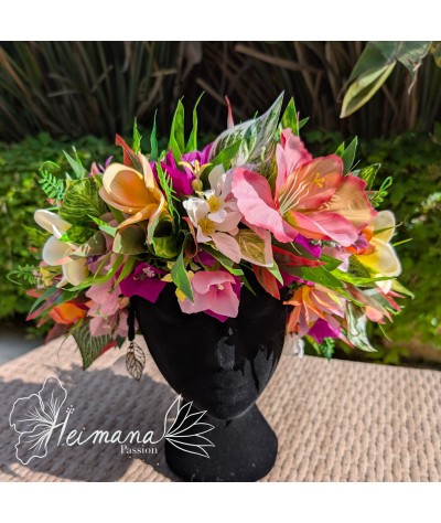 Couronne fleurie feuillue multicolore (à fabriquer)