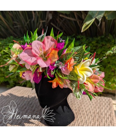 Couronne fleurie feuillue multicolore (à fabriquer)