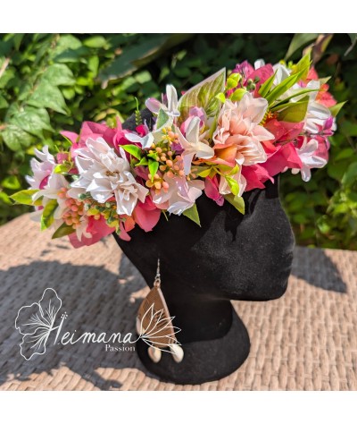 Couronne fine rose et blanche