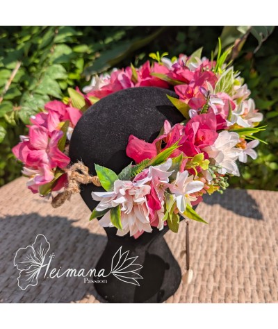 Couronne fine rose et blanche
