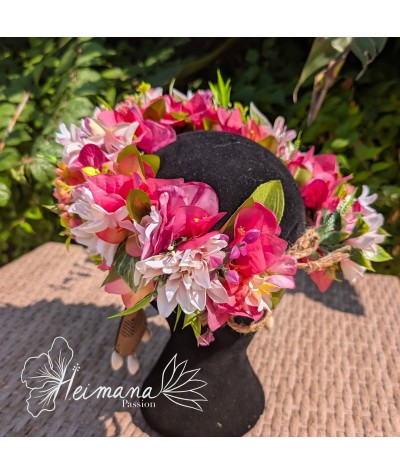Couronne fine rose et blanche