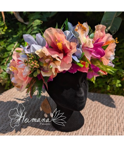 Couronne Premium Hibiscus Rose et Bleue