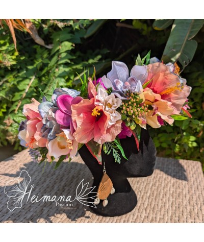 Couronne Premium Hibiscus Rose et Bleue