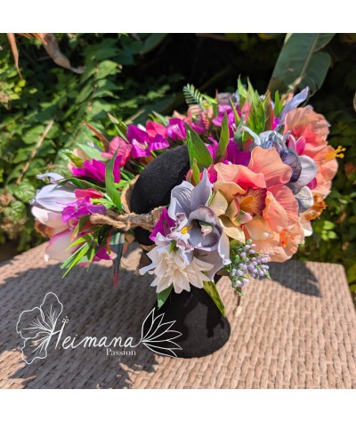 Couronne Premium Hibiscus Rose et Bleue