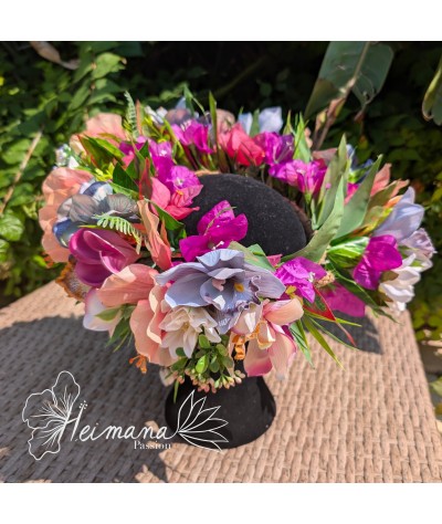 Couronne Premium Hibiscus Rose et Bleue