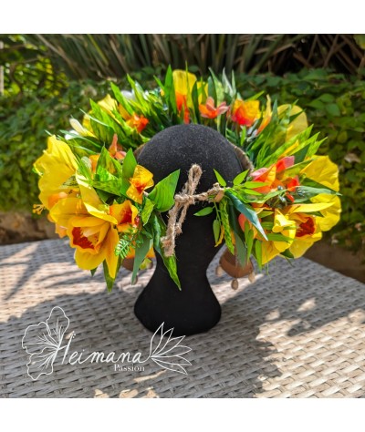Couronne Premium Hibiscus Jaune et Orange