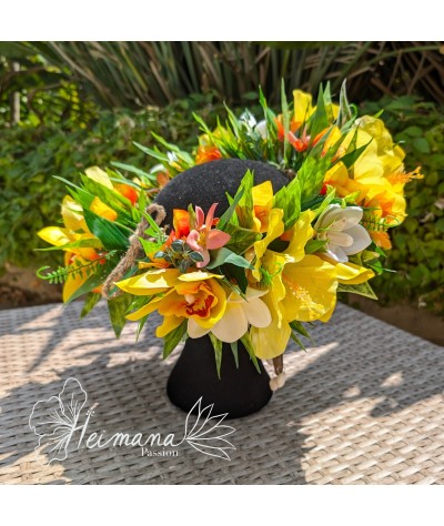 Couronne Premium Hibiscus Jaune et Orange