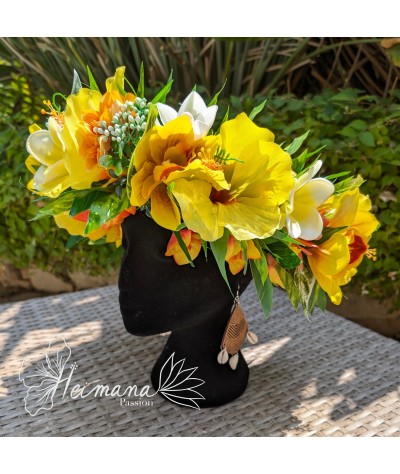 Couronne Premium Hibiscus Jaune et Orange