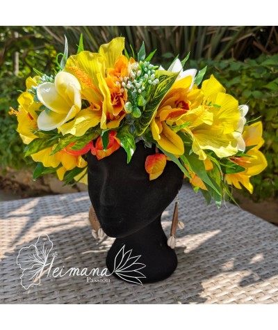 Couronne Premium Hibiscus Jaune et Orange