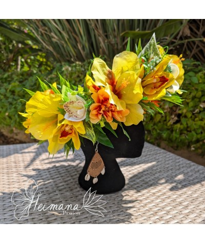 Couronne Premium Hibiscus Jaune et Orange