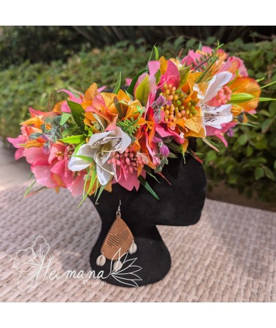 Couronne fine Rose, Orange et Blanche