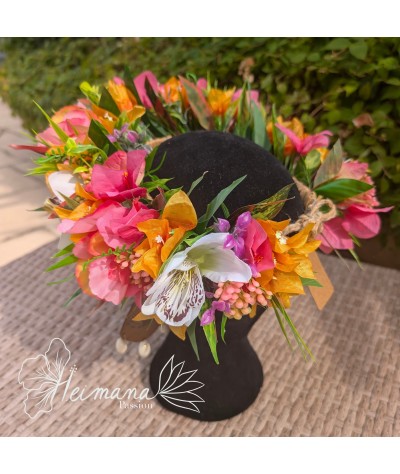 Couronne fine Rose, Orange et Blanche