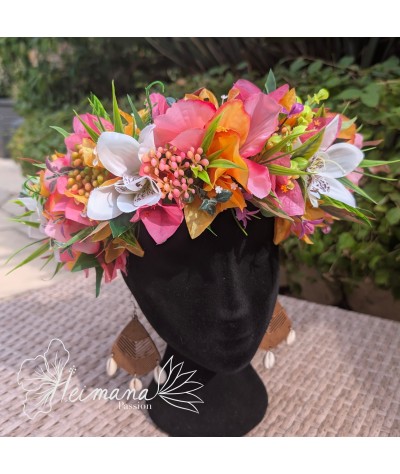 Couronne fine Rose, Orange et Blanche