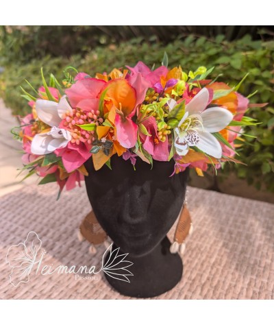 Couronne fine Rose, Orange et Blanche