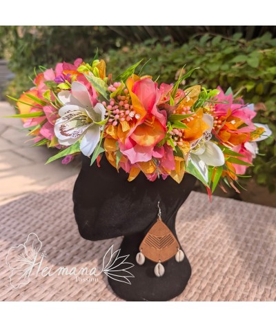 Couronne fine Rose, Orange et Blanche